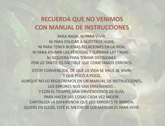 Recuerda que no venimos con manual de instrucciones